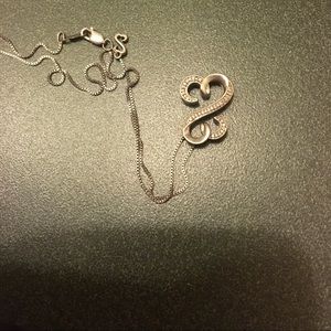 Open Hearts necklace. Diamonds. Sterling silver.